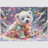 Speelse Polar Beer & Feestelijke Lichten Decoupage Tissuepapier (Voorkant)