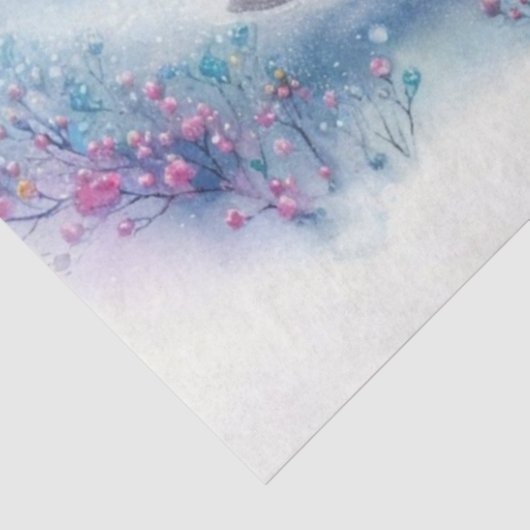 Speelse Polar Beer Woodland Sledding Decoupage Tissuepapier (Detail)