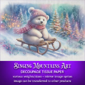 Speelse Polar Beer Woodland Sledding Decoupage Tissuepapier