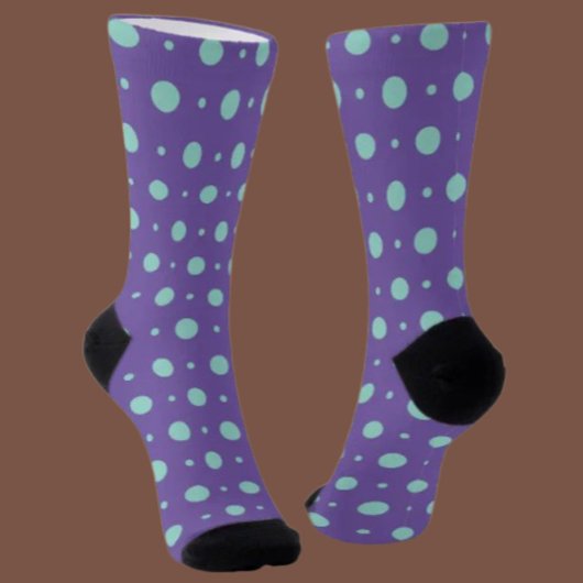 Speelse Polka Crew Soks – Turkoois op Paars Sokken