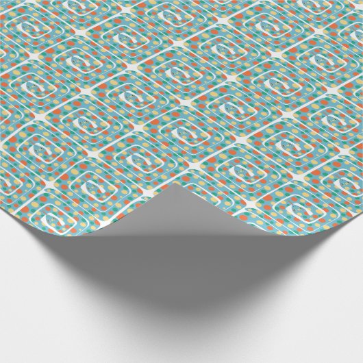 Speelse polka dot blauw en Sinaasappel Abstracte s Cadeaupapier (Hoek)