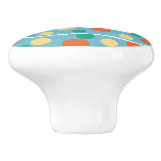 Speelse polka dot blauw en Sinaasappel Abstracte s Keramische Knop (Zijkant)