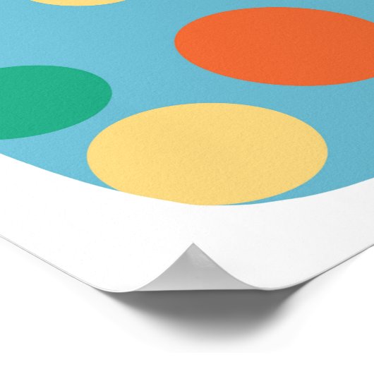 Speelse polka dot blauw en Sinaasappel Abstracte s Poster (Hoek)