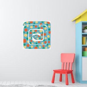 Speelse polka dot blauw en Sinaasappel Abstracte s Poster