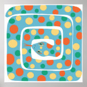 Speelse polka dot blauw en Sinaasappel Abstracte s Poster (Voorkant)