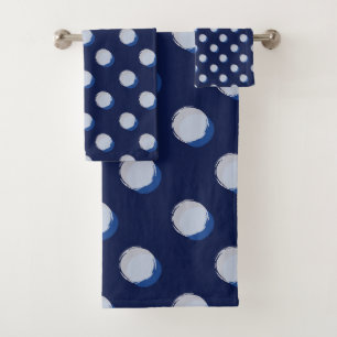 Speelse Polka Dots Blauwe Marine Bad Handdoek
