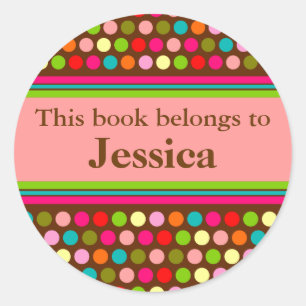 Speelse Polka Dots Book Label