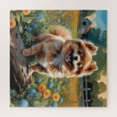 Speelse Pomeranian Puppy, geïnspireerd door de Nat Legpuzzel (Horizontaal)
