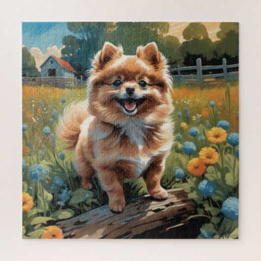 Speelse Pomeranian Puppy, geïnspireerd door de Nat Legpuzzel (Verticaal)