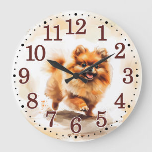 Speelse Pomeranian Puppy voor Hondenliefhebber Grote Klok