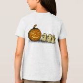 Speelse Pompoen met Drie Griezels Tri-Blend Shirt (Achterkant)