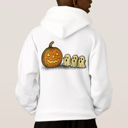 Speelse pompoen met drie spookachtige geesten (Achterkant)