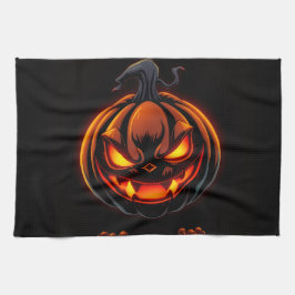 Speelse Pompoen Monster Halloween Keukenhanddoek