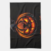 Speelse Pompoen Monster Halloween Keukenhanddoek (Verticaal)