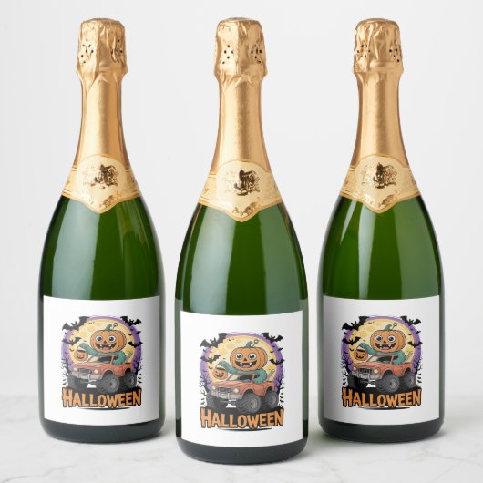 speelse pompoen sparkling wijnetiket (Flessen)