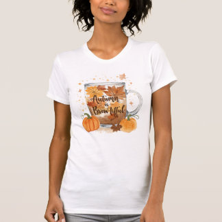 Speelse Pompoen Spice Herfst Illustratie voor Geze T-shirt