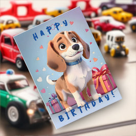 Speelse Pootjes Beagle Puppy en Cadeaus Verjaardag Kaart