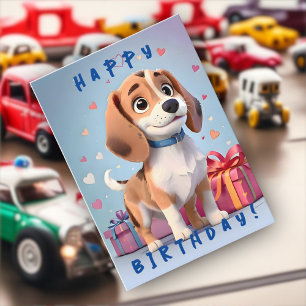 Speelse Pootjes Beagle Puppy en Cadeaus Verjaardag Kaart