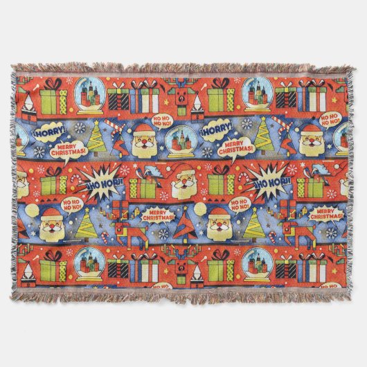 Speelse Pop Art Kerstpatroon Deken (Voorkant)