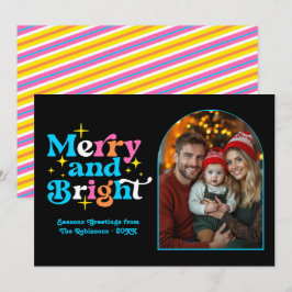 Speelse Pop Art Moderne Kerst Familie Foto Feestdagenkaart