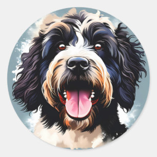 Speelse Portugese waterhond Ronde Sticker