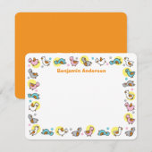 Speelse Pret Eendje Kuikens Pastel Baby Shower Bedankkaart (Voorkant / Achterkant)