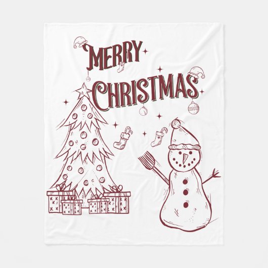 Speelse Prettig Kerstfeest Fleece Deken (Voorkant)