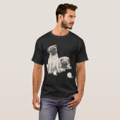 Speelse Pug-ontwerp T-shirt (Voorkant volledig)