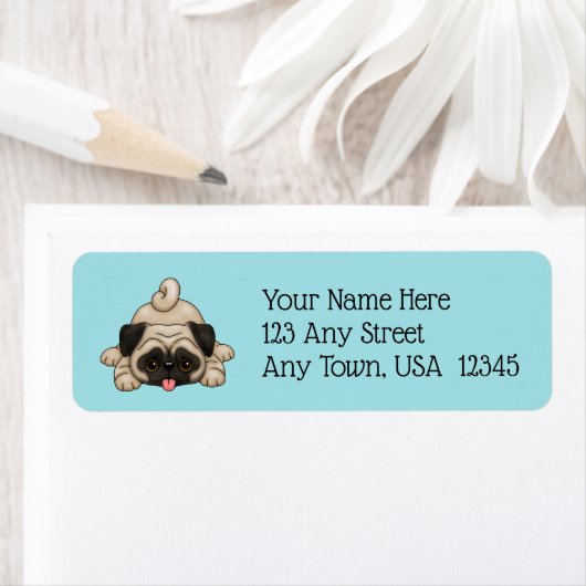 Speelse Pug Puppy retour adreslabels Etiket (Insitu)