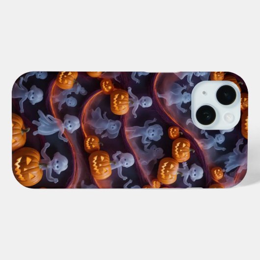 Speelse Pumpkin Ghost Halloween iPhone / iPad case (Achterkant (horizontaal))