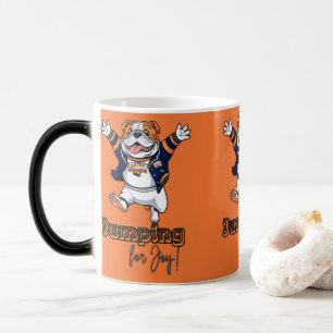 speelse pup   Bulldog in een blauwe jas Magische Mok