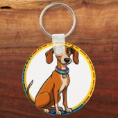 🐶 Speelse Pup In Cirkel Frame Voor Dagelijks Gebr Sleutelhanger (Achterkant)