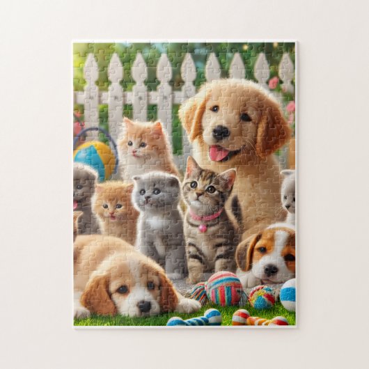Speelse Puppies & Nieuwsgierige Kittens Legpuzzel (Verticaal)
