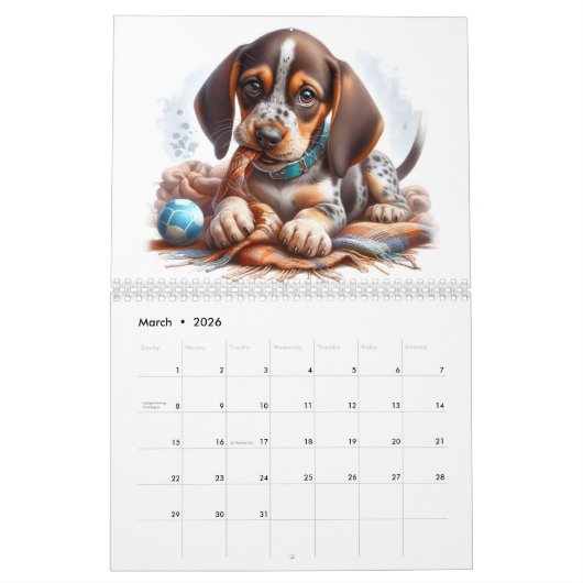 Speelse Puppies twaalf maanden Kalender (Mar 2026)