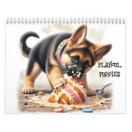 Speelse Puppies twaalf maanden Kalender
