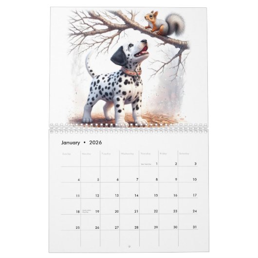 Speelse Puppies twaalf maanden Kalender (Jan 2026)