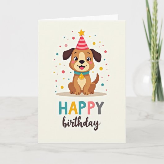 Speelse Puppy Feestkaart Kaart (Voorkant)