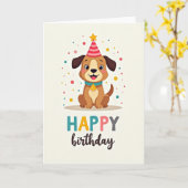 Speelse Puppy Feestkaart Kaart (Gele Bloem)