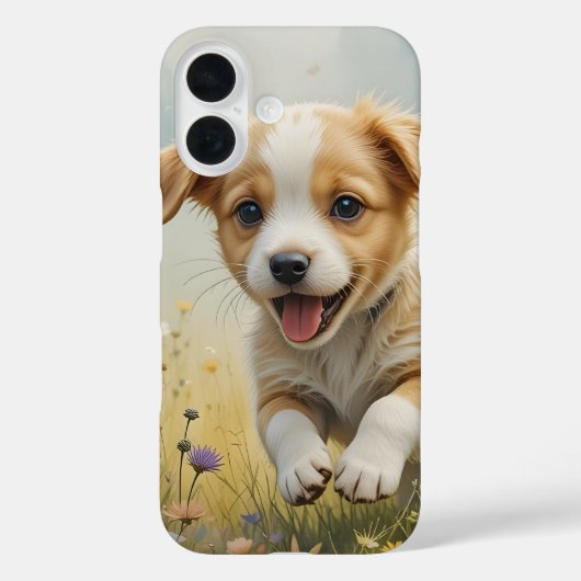 Speelse Puppy in het veld iPhone / iPad case (Achterkant)