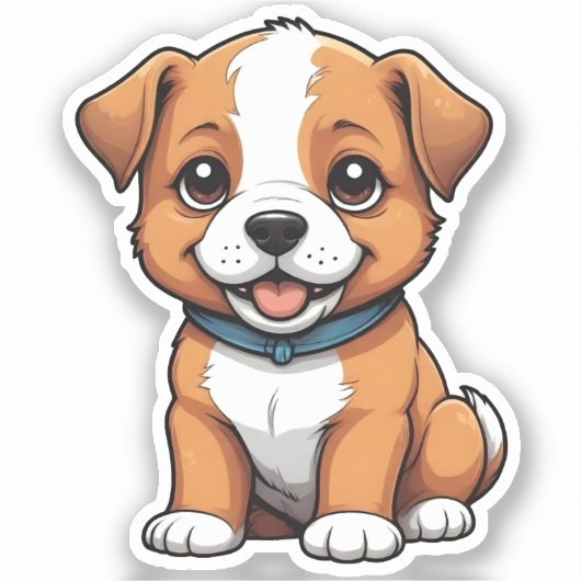 Speelse Puppy met Uitgestoken Tong Sticker (Voorkant)