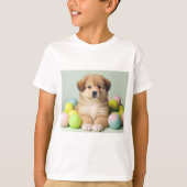 Speelse Puppy T-shirt voor meisjes en jongens. (Voorkant)