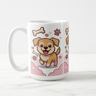 Speelse Puppy Vreugde – Mooie Cartoon Hond in Past Koffiemok