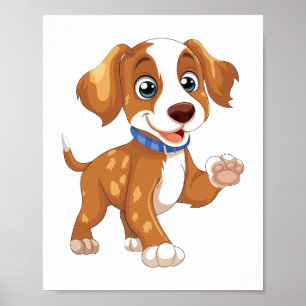 Speelse Puppyillustratie Afdrukbare poster&Sticker Poster