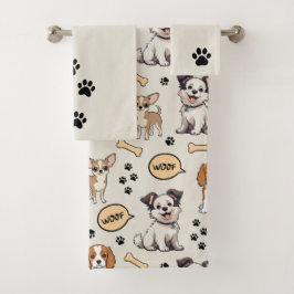 Speelse Puppyparel Bad Handdoek