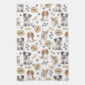 Speelse Puppyparel Theedoek (Verticaal)