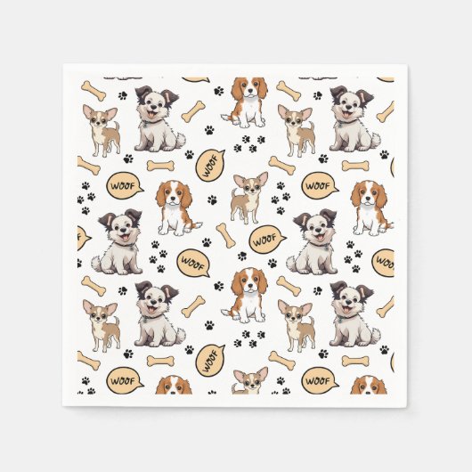 Speelse Puppyparelade Servet (Voorkant)