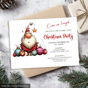 Speelse Quirky Kerstman Klassiek Rood Groen Feest  Kaart