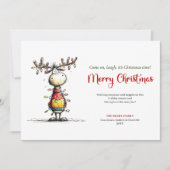Speelse Quirky Rendier Kerstfeest Kaart (Voorkant)