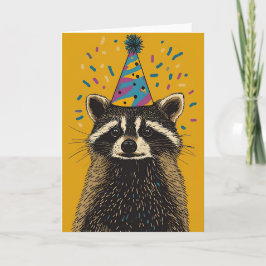 Speelse Raccoon Verjaardagsfeest Wenskaart Kaart