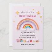 Speelse Rainbow Baby shower Kaart met schattige di (Voorkant)